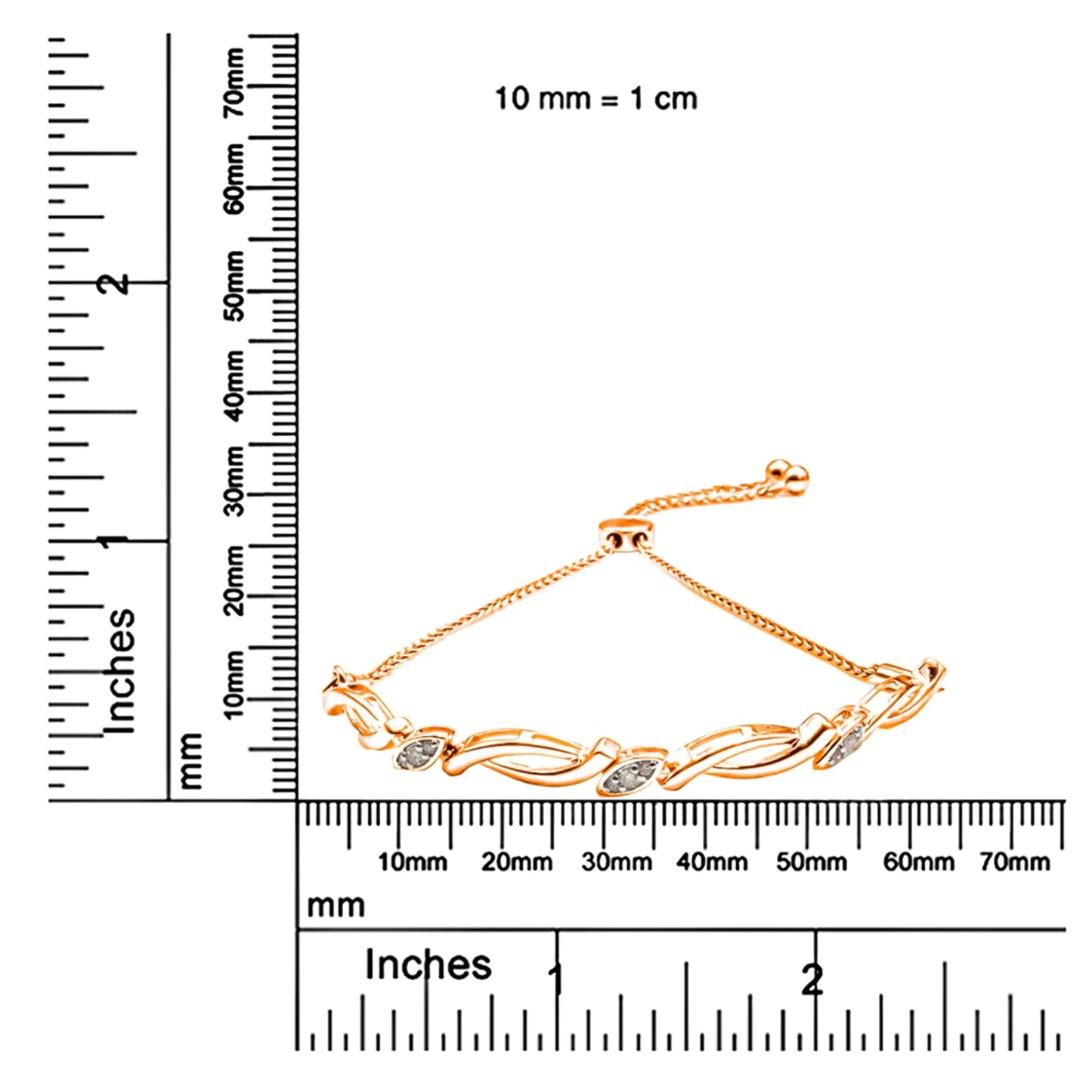 .925 Sterling Silver Diamond Accent Alternating Swirl link Bolo Bracelet (I-J Color, I2-I3 Clarity) - 6" to 9" Adjustable