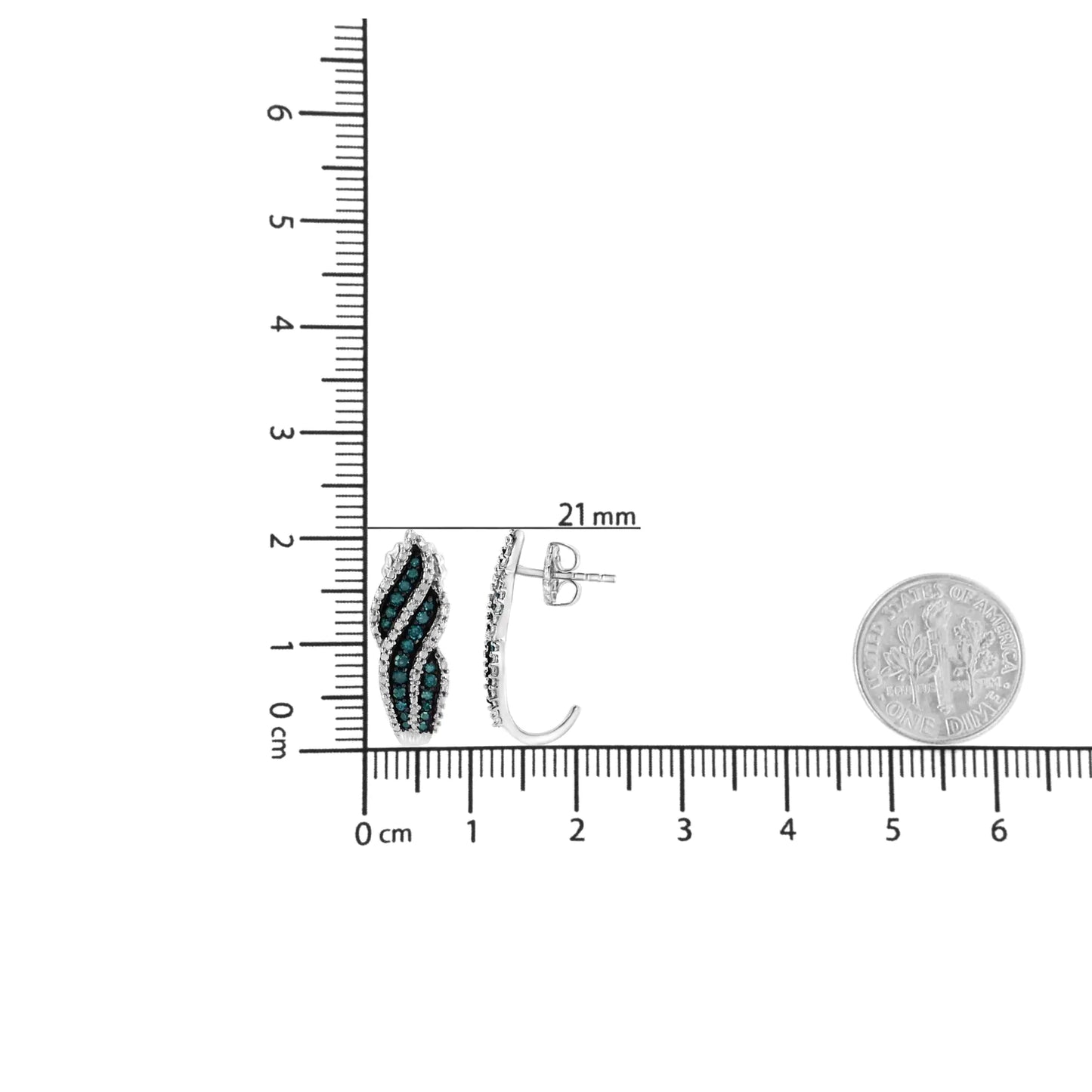 Sterling Silver .5 ct. TDW Treated Blue Diamond Dangling Stud Earrings (Blue, I1-I2)