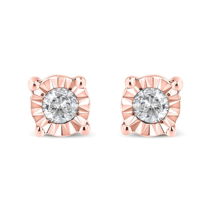 .925 Sterling Silver 1/10 Cttw Round Brilliant-Cut Diamond Miracle-Set Stud Earrings