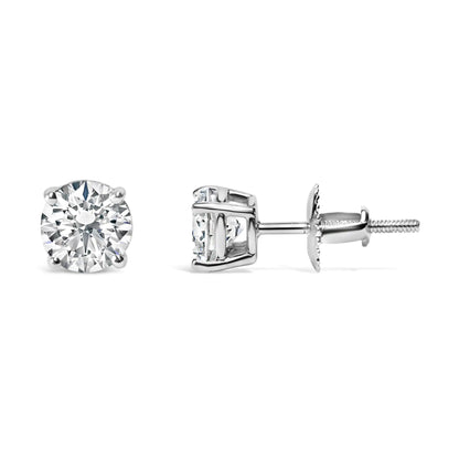 14K Gold 1.0 Carat Round Brilliant Cut Lab Grown Diamond 4-Prong Classic Solitaire Stud Earrings