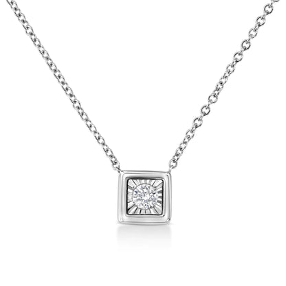 10K White Gold 1/10 Cttw Miracle Set Round-Cut Diamond 18" Pendant Necklace - Choice of Shape